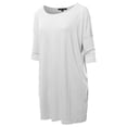 thumbnail image 2 of A2Y Women's Oversized Crew Neck 3/4 Sleeve Side Pockets Drop Shoulder Boxy Top Ivory XL, 2 of 6
