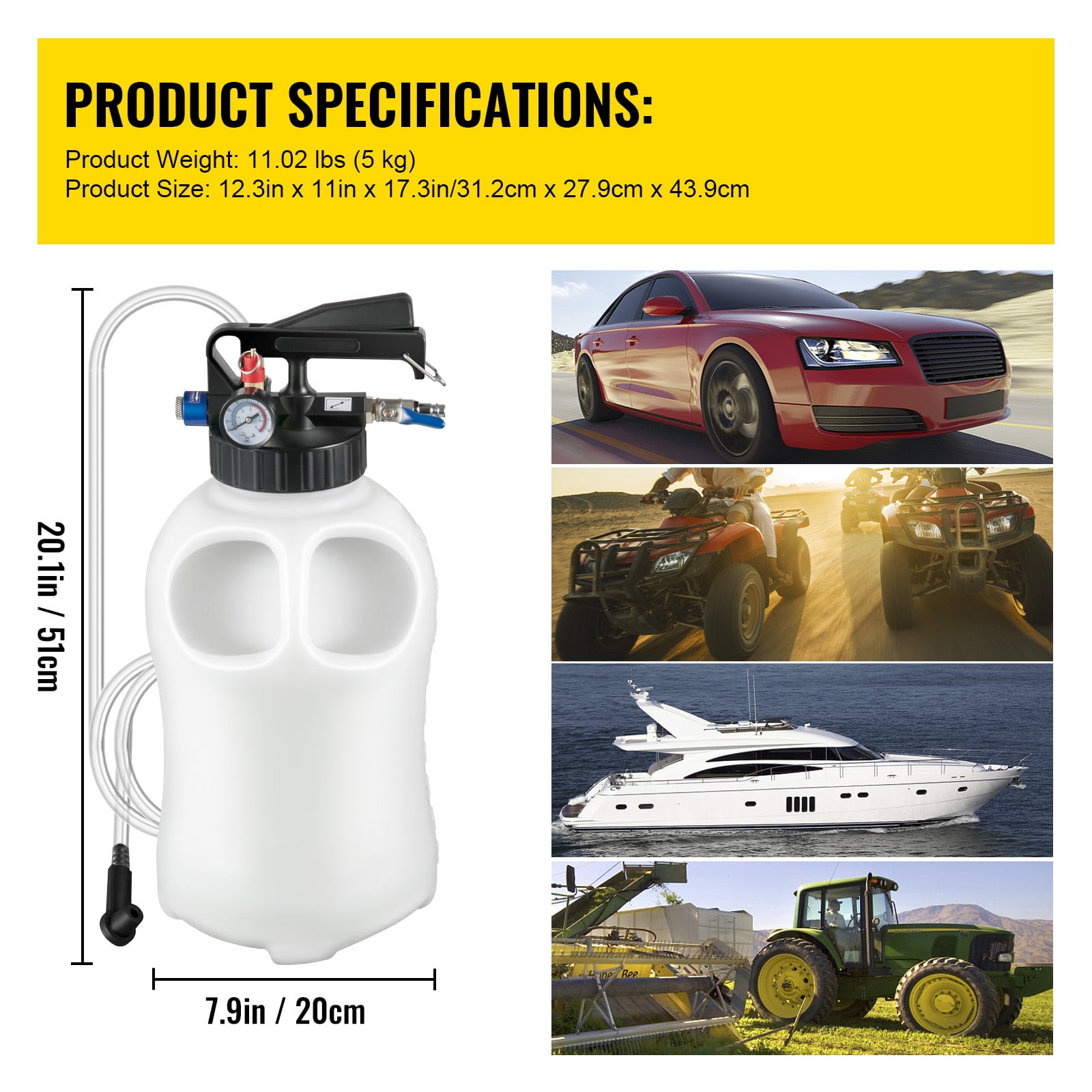 KFFKFF Manual 2-Way ATF Refill Pump, Oil & Liquid Extractor with 10L Capacity, Includes Auto Transmission Fluid Pump Tool Kit & 14 ATF Filler Adapters