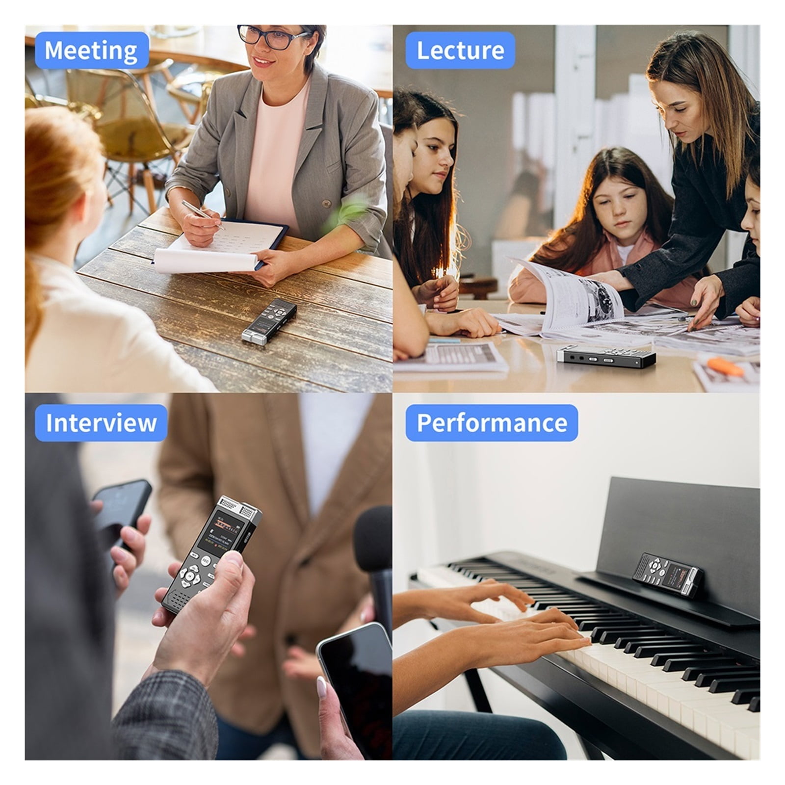 Voice Activated Dual Microphone Recording Password Protection Digital Voice Recorder  Music Player