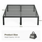 edx Queen Platform Bed Frame with Ample Storage Space, Sturdy Steel Slat Support, Heavy-Duty Construction, 14-Inch Height, No Box Spring Required