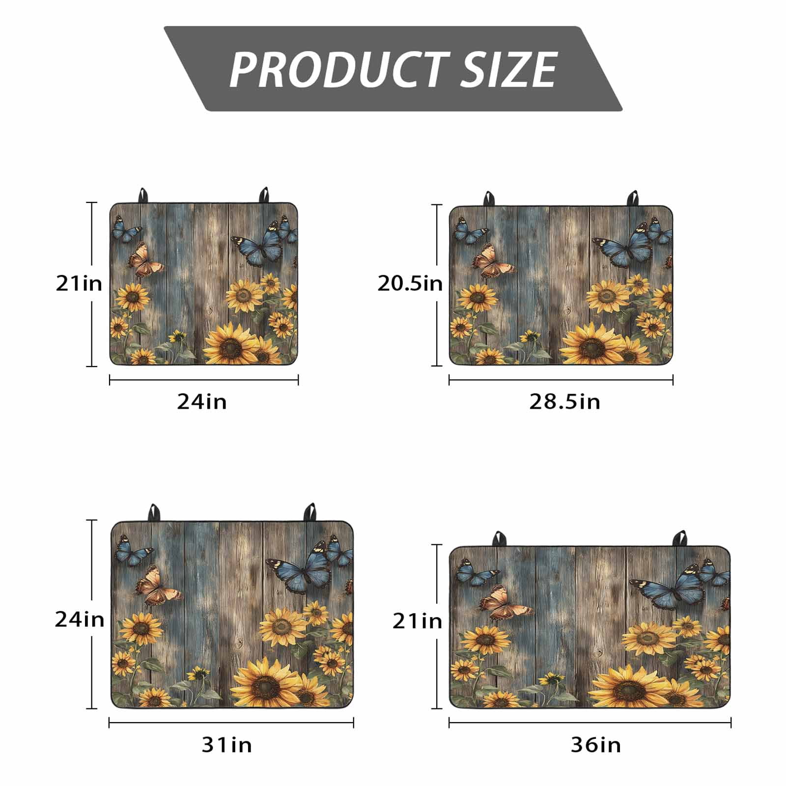 Spring Yellow Sunflower Stove Top Cover for Electric Stove, Heat-proof & Non Slip Glass Top Stove Cover Protector, Butterfly Wood Retro Farmhouse Kitchen Flat Cooktop Rubber Mat 24x21 Inches