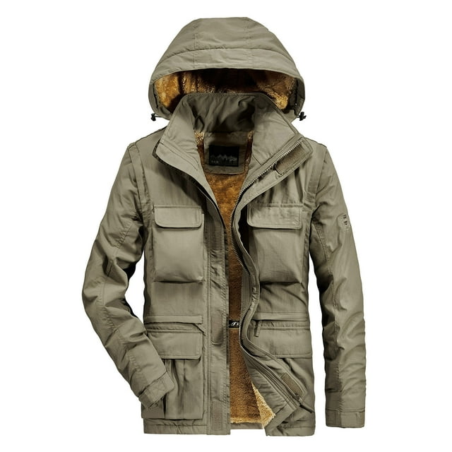 Pisexur Windbreaker Jacket Men's Solid Color Baseball Suit Functional Multi Pocket Coat Three Coat Work Jacket Hiking Jacket Men Rain Coat Plus Size Jackets for Men