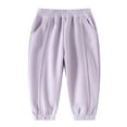 thumbnail image 2 of HUAXUN-Girls'Spring Autumn Sportswear Pants,Kids'Ankle Sweatpants,Soft Stretchy Comfortable Casual Jogging Pants,Elastic Long Pants,Girls'Daily Sports Versatile Pants(Purple,4-5Years), 2 of 3