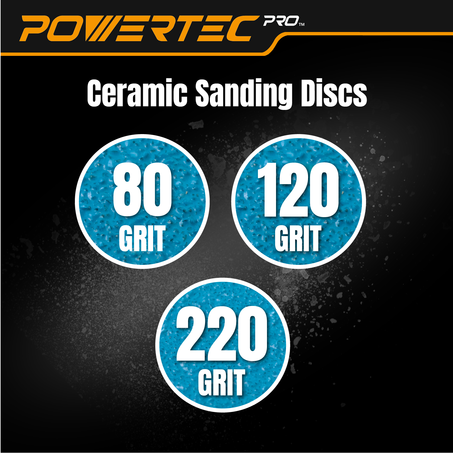 POWERTEC 150PK PRO 6 Inch 49 Holes Sanding Disc, 50 Each of 80/120/220 Grit, Ceramic Hook and Loop Backing Discs for Festool Random Orbital Sanders - Automotive, Paint, Metal, Woodworking, 46100C-150