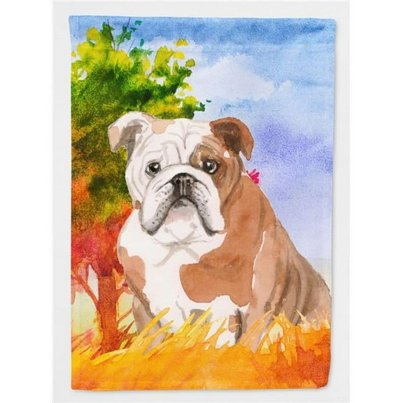 Fall English Bulldog Garden Size Flag