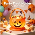 thumbnail image 5 of Boovnll Halloween Candy Bucket, Light Up Plastic Pumpkin Trick or Treat Bucket with Anti-Spill Base, 6 in Foldable Reusable Candy Bowl for Kids Party Decor, Orange, 5 of 8
