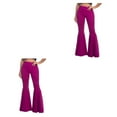 thumbnail image 4 of Wweixi Stretchy Women Bell Bottom Wide Application Lightweight Comfortable Pants purple XXL 2Set, 4 of 6