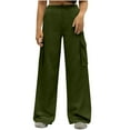 thumbnail image 2 of ZHUGeLI Cargo Pants Women High Waisted Casual Wide Leg Womens Cargo Pants Baggy Y2K Cargos Pants with Pockets, 2 of 5