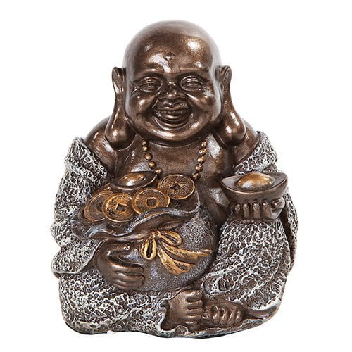 4 Inch Happy Buddha Holding Money Bag Buddhism Resin Statue Figurine