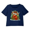 thumbnail image 4 of REORIAFEE 3 Piece Lounge Set for Women Short Sleeve Christmas Pajama Top and Shorts Santa Graphic Soft Sleepwear Navy XS-2XL, 4 of 7