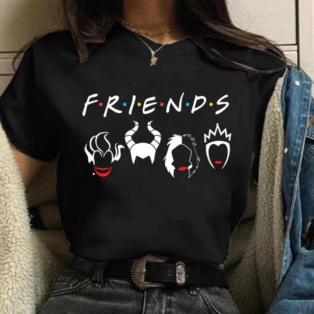 Camiseta con estampado de villanos de Disney para mujer, camisetas Harajuku de los años 90 para niña, camisetas de manga corta, ropa de calle para mujer, Tops