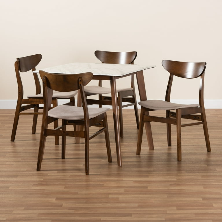 Baxton Studio Paras Mid-Century 5-Piece Dining Set Walnut Brown