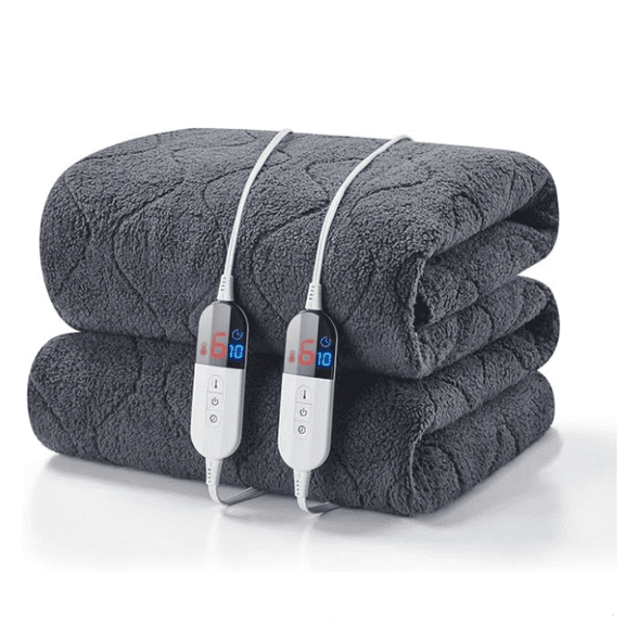 Queen Size Heated Mattress Pad Electric Mattress Pads Electric Bed Warmer Fit up to 21" with 6 Heat Settings Dual Controller 10 Hours Auto Shut Off, Dark Gray