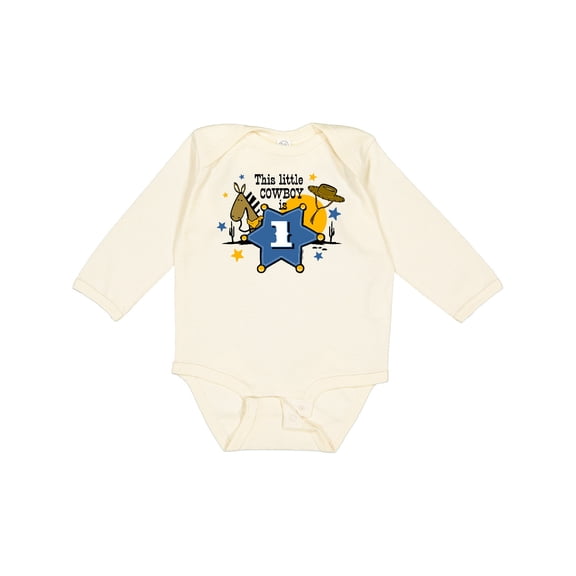 Inktastic Little Cowboy 1st Birthday Boys Long Sleeve Baby Bodysuit