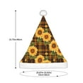 thumbnail image 3 of KLL Christmas Hats for Adults Plush Yellow Black Plaid Sunflower Print Santa Hat Xmas Fluffy Santa Claus Hat for Women Men, 3 of 6
