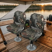 Topcobe 2-Piece Folding Boat Seat Set with Sponge Padding, Waterproof Fishing Captain Boat Seats, Camouflage