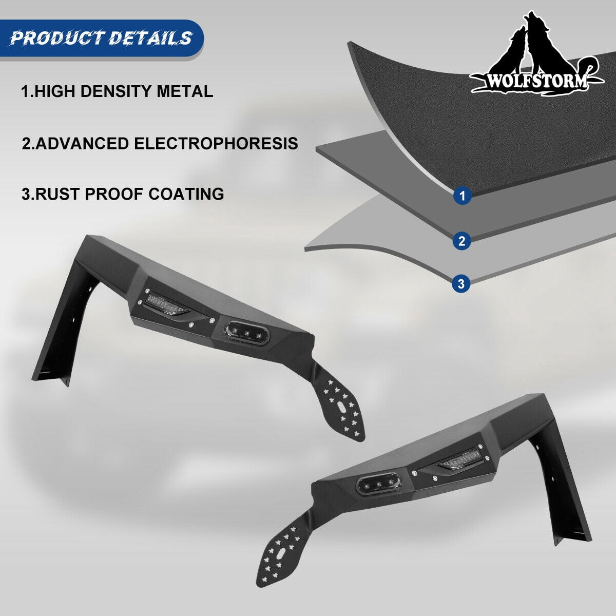 WOLFSTORM Front&Rear Fender Flares Fit for 2018-2021 Jeep Wrangler JL 4 Doors/2 Door,LED DRL Lights and Sequential LED Turn Lights,Jeep Wrangler JL/JLU Fender Flares Replacement Exterior Accessories
