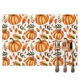 thumbnail image 2 of Pumpkin Fall Placemats Set of 6 Thanksgiving Orange Leaf Heat Insulated Linen Place Mats, Washable Stain-Proof Table Mats for Dining Tables Holiday Decor 13x19inch, 2 of 9