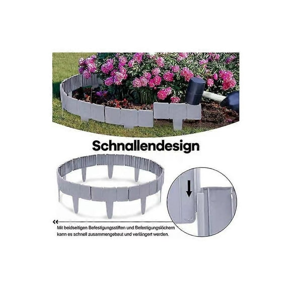 Plastic Paver Effect Garden Decoration Lawn Edging Border Artificial Stone Garden Fence Gray Fence 10pcs
