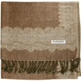 thumbnail image 4 of Falari Women's Large Double Layered Pashmina Shawl Wrap Border Pattern Scarf Khaki, 4 of 4