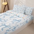 thumbnail image 3 of Manfei Blue Girly Bow Zipper Twin Comforter Sets with Fitted Sheet and 2 Pillowcases For Girls,Cartoon Heart Print Zipper Bedding Set For Kids,Colorful Stars Reversible,4 Pieces, 3 of 7