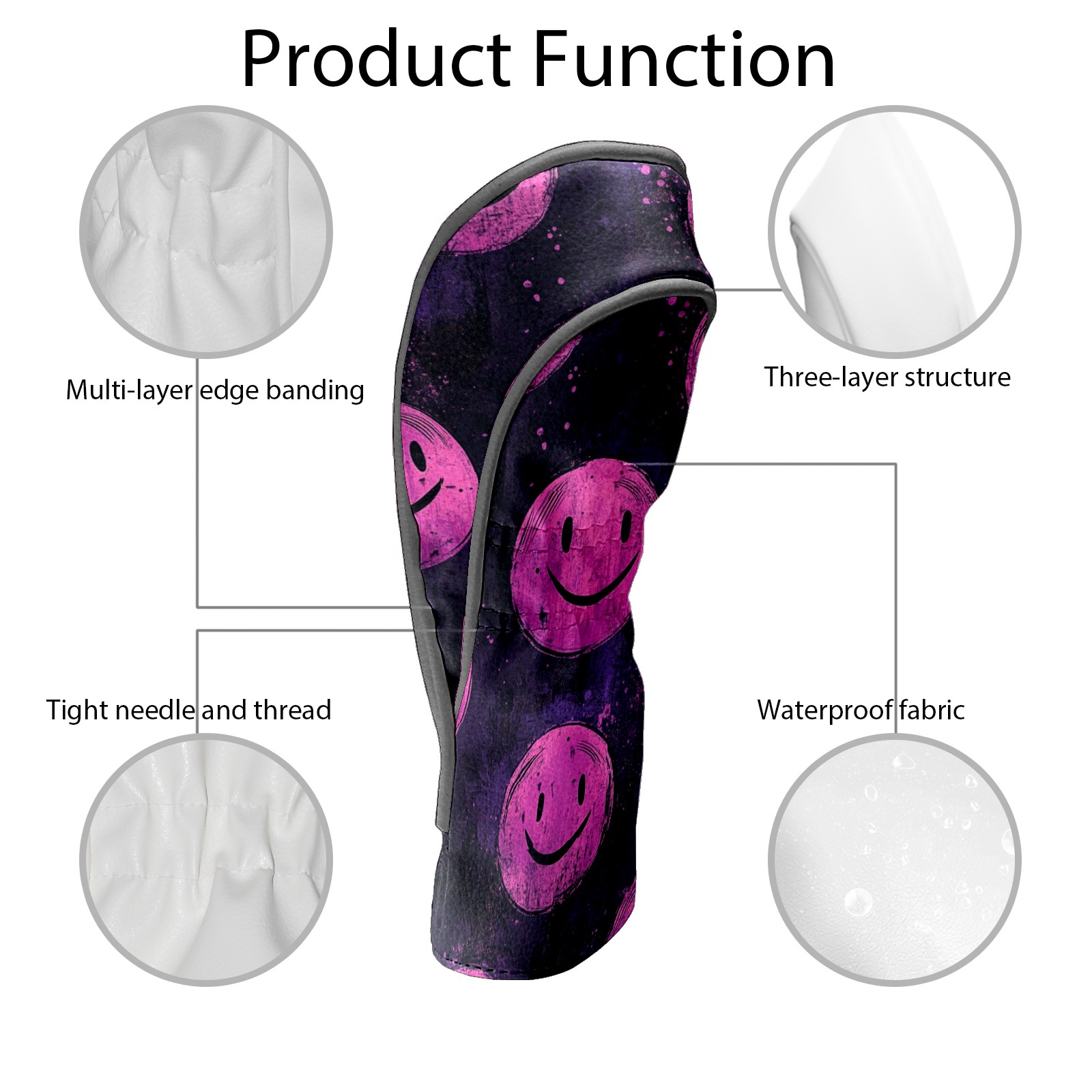 Golf Head Covers Interesting Patterns for Driver, Wood & Hybrid, Premium Waterproof PU Leather with Plush Lining, Unique Abstract Golf Gifts