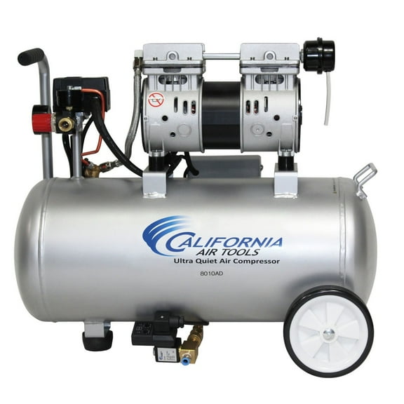 California Air Tools CAT-8010AD 1 HP 8-Gal. Ultra-Quiet and Oil-Free Steel Tank Air Compressor with Auto Drain Valve