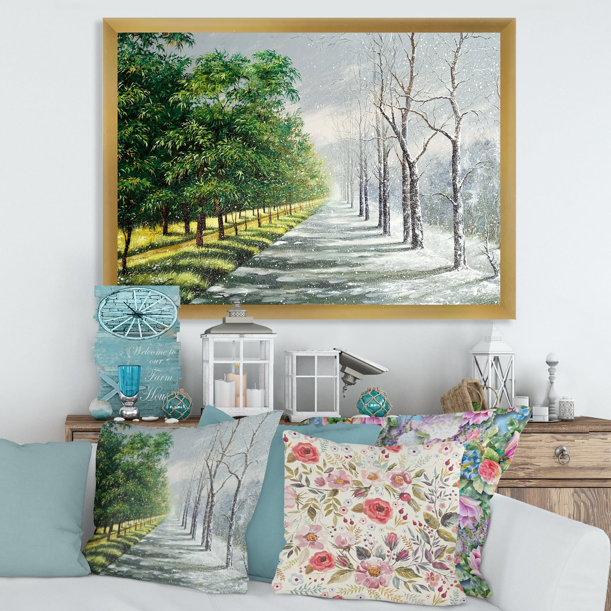 Designart 'Summer and Winter United' Country Framed Art Print