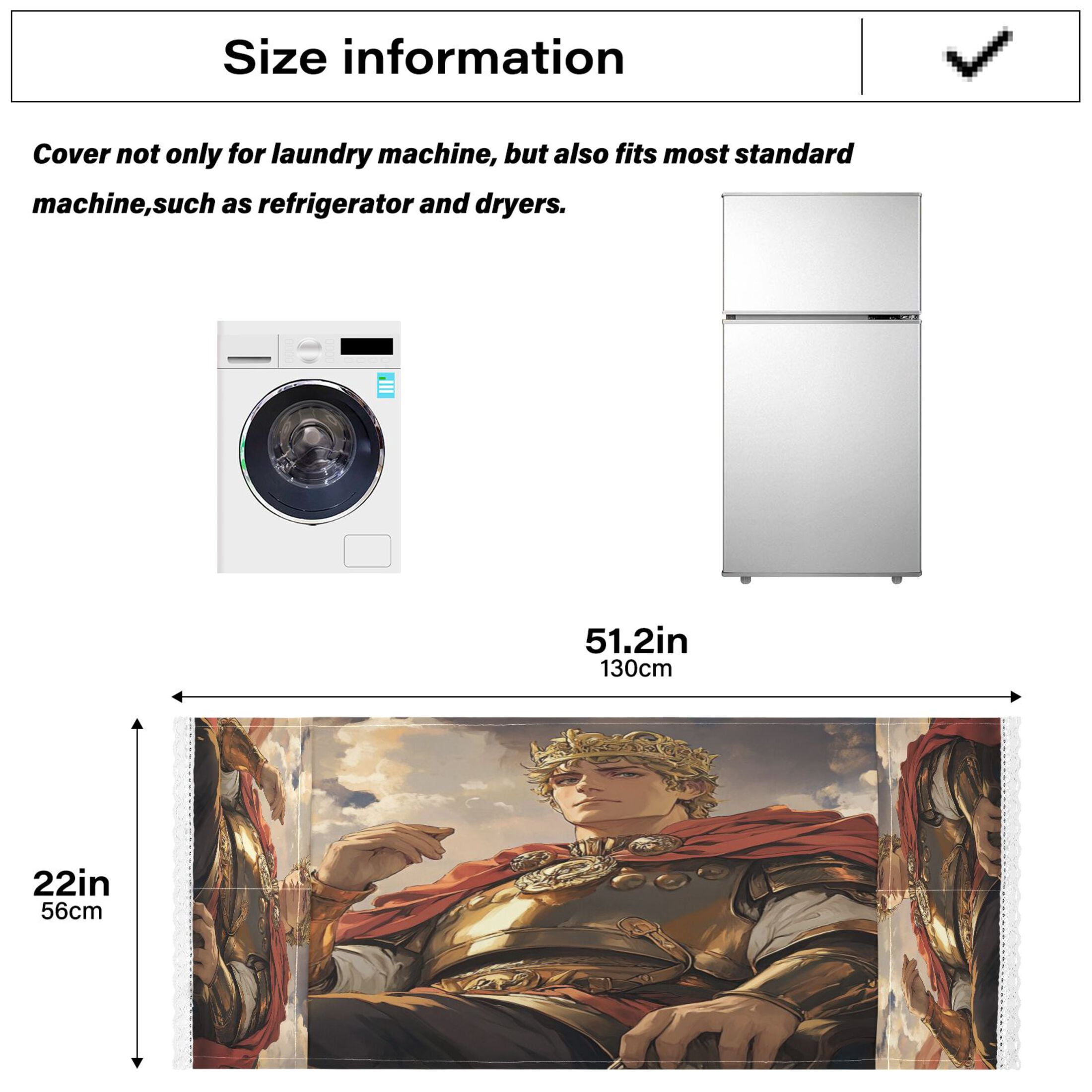 Vanquished KingWasher and Dryer Covers Dust-Proof and Oil Resistant Fridge Cover with 4 Storage Pockets Washing Machine Top Cover for Laundry Kitchen Home 51.2 x 22 In