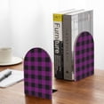 thumbnail image 5 of Hirioo Purple Black Plaid for Bookends Decorative Bookends for Shelves for Home or Office, Non-Slip Base, 5 of 8