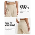 thumbnail image 3 of Pantalones de trabajo Libin de pierna ancha para mujer, cintura alta, color caqui claro, 3 of 7