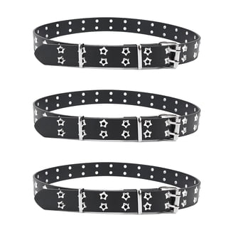 Fairy Grunge Leather Belts Y2K Women Star Punk Goth Buckle Grommet