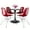 Transparent Red, variant on LeisureMod 5-Piece Dining Set with 35" Round MDF Top Table with Black Iron Base and 4 ABS Plastic Side Chair with Chrome Eiffel Design for Modern Home Bristol Collection in Transparent Red