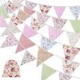 thumbnail image 2 of 3X Banderines de Tela de 40 Pies, 42 Piezas de Banderines para Exteriores, Bandera Floral de Algodón Vintage con Esquinas para Fiesta de Cumpleaños Jardín, 2 of 5