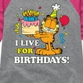 thumbnail image 3 of Garfield - I Live For Birthdays - Toddler & Youth Girls Raglan Graphic T-Shirt, 3 of 4