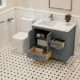 thumbnail image 5 of Ayna Decors Rooh 36 in Charcoal Grey Bathroom Vanity Set with White Quartz Countertop and Brass Faucet | Pop-Up Drain and P-Trap Included | Brushed Nickel Hardware | AVR36CG3022, 5 of 10