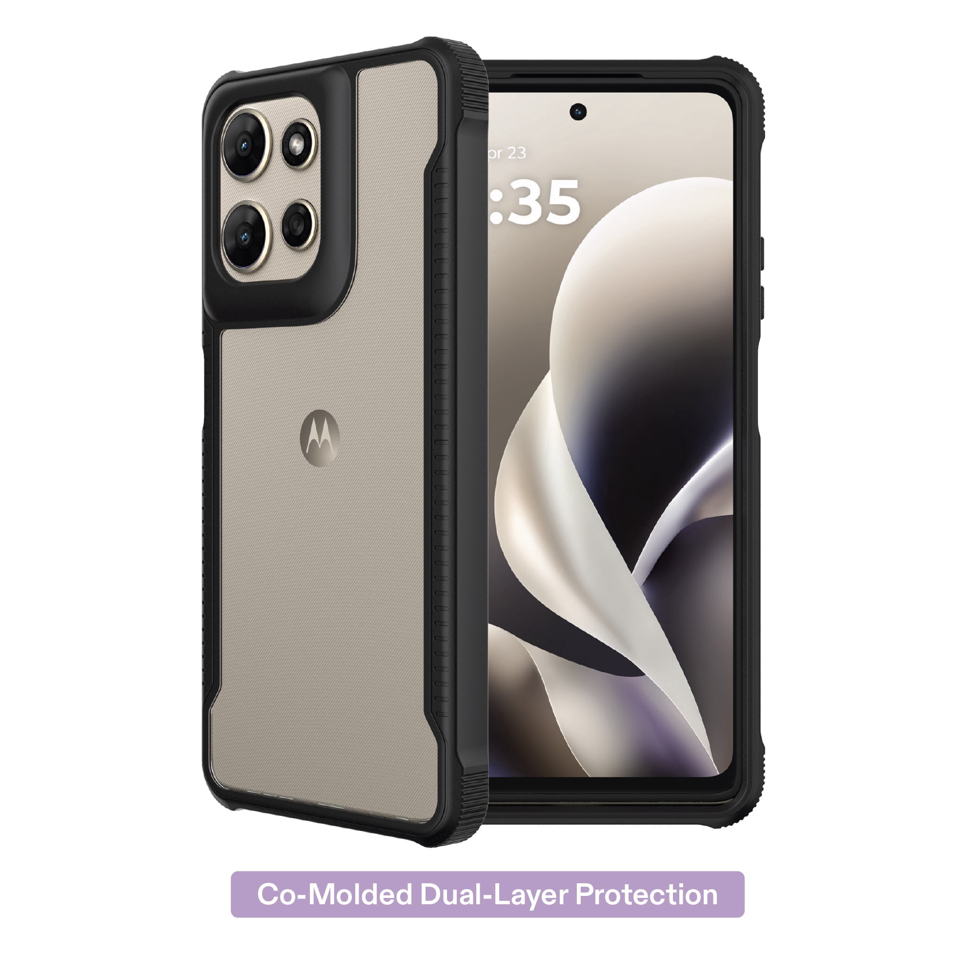 onn Dual-Layer Phone Case for Motorola moto g POWER (2026, 2025) - Clear/Black
