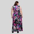 thumbnail image 2 of Plus Size 24Seven Comfort Apparel V-Neck Empire Waist Sleeveless Maxi Dress Color: Coral Multi Size: 1X, 2 of 4