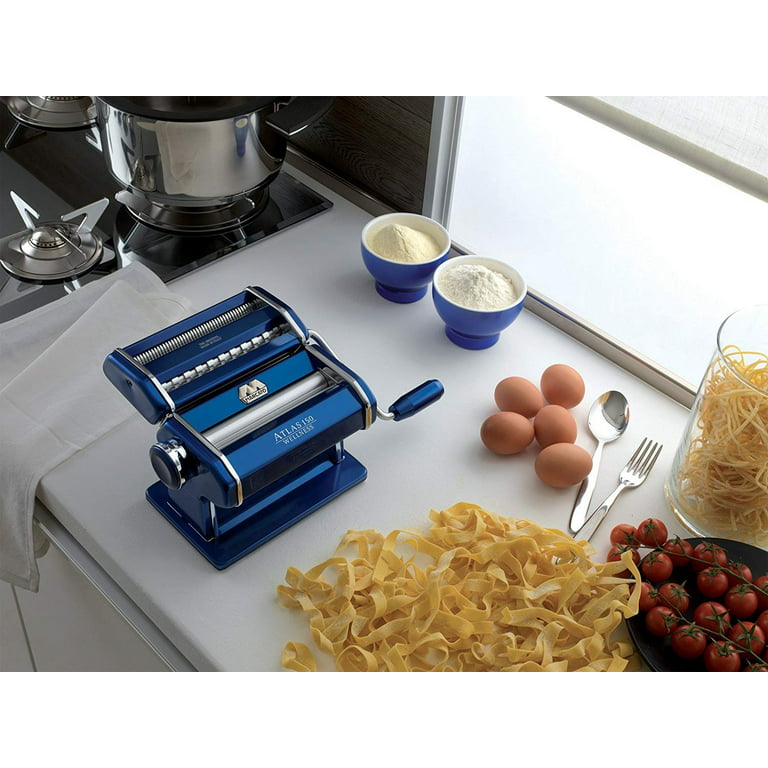 Marcato Atlas 150 Pasta Machine, Made In Italy, Blue, Includes Pasta  Cutter, Hand Crank, And Instructions