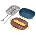 thumbnail image 3 of Stainless Steel Lunch Box, Humanized Design Grid Lunch Box Keep Warm  For Office For School Blue And Yellow Four Grids Single Lunch Box, 3 of 8