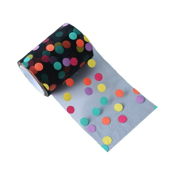 CIMAXIC Wedding 1Pc Colorful Polka-dot Ribbon Colorful Dotted Gauze Colorful Dot Band Dotted Strip for Flower Packaging and Weddings (Black),2.95"X358.27"X0.04"