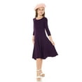 thumbnail image 3 of Honey Vanilla Girls' Princess Seam A-Line Dress with Full Skirt and Easy Removable Label Eggplant Large 9-10 Years, 3 of 5