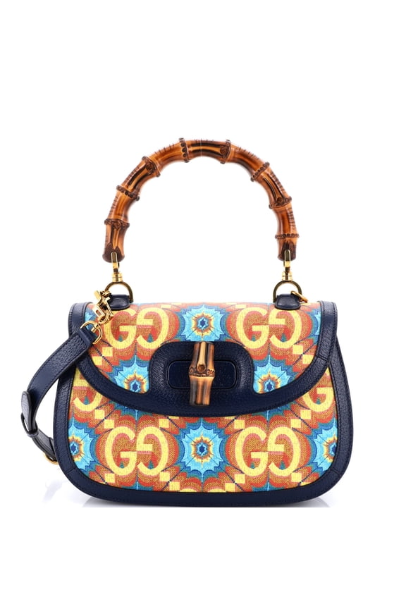 Pre-Owned Bamboo 1947 Top Handle Bag Kaleidoscope Print GG Coated Canvas Medium By Rebag