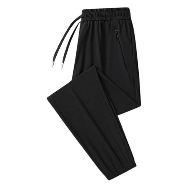 Zszcpp Men'S Casual Pants Unisex Stretch Quick Drying Elastic Waist Drawstring Ice Silk Trousers Casual Trouser