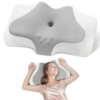 SAWUGA Memory Foam Pillow,Cervical Neck Pillows for Sleeping,Orthopedic Contour Bed Pillow for Stomach Side Back Sleepers,Queen Size,Gray