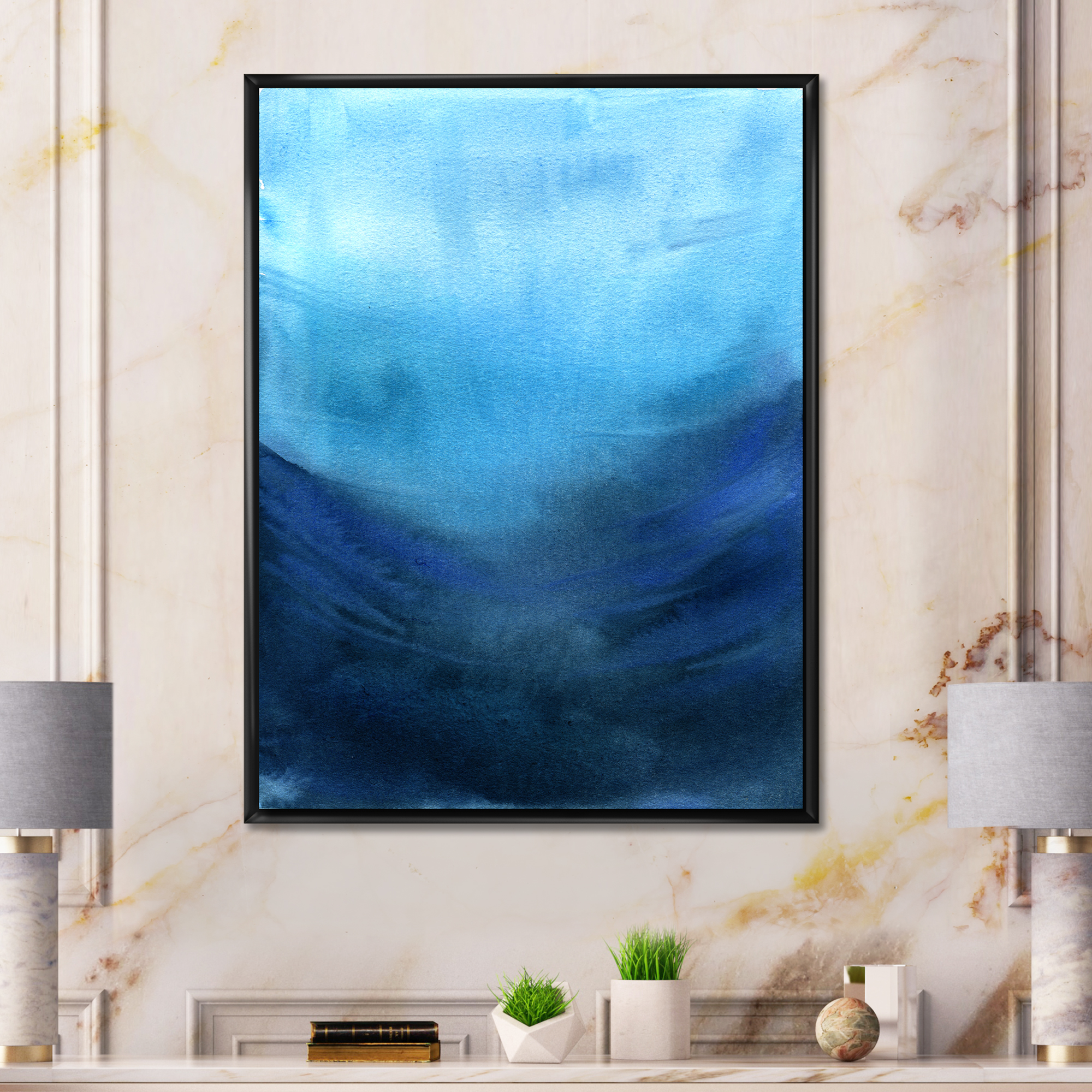 Designart 'Aquatic Underwater Compostion' Nautical & Coastal Framed Canvas Wall Art Print