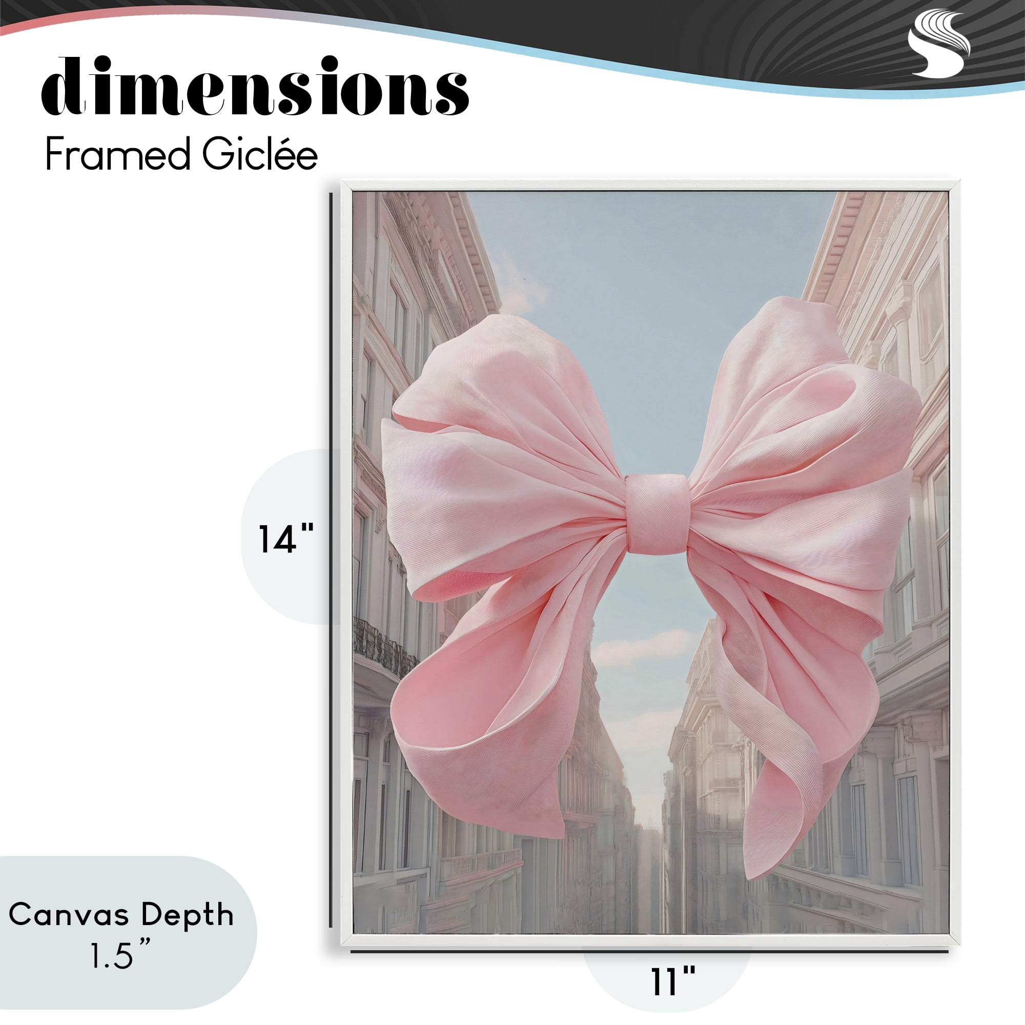 Stupell Industries Pink Bow over City Street White Framed Giclee Art, design by The Prints Vibe
