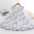 thumbnail image 3 of ZACPNCV Little Girl's Summer Dresses Smocked Flutter Sleeve A-Line Sundresses Swing Mini Casual Party Dresses 7-8 Years, 3 of 3