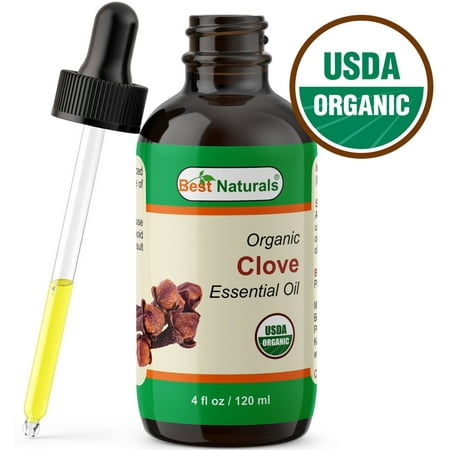 Best Naturals Certified Organic Clove Essential Oil with Glass Dropper Clove 4 FL OZ (120 (Best Natural Oil For Body Massage In Winter)
