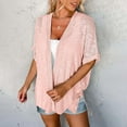thumbnail image 4 of Womens Tops Dressy Casual 2024 Summer Lightweight Cardigan Short Sleeve Open Front Loose Cover Ups Blouse Pink, 4 of 9